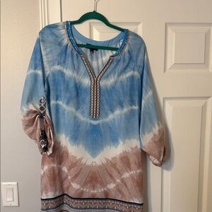 Hale Bob Light Blue Blouse with Subtle Pleat Detail
